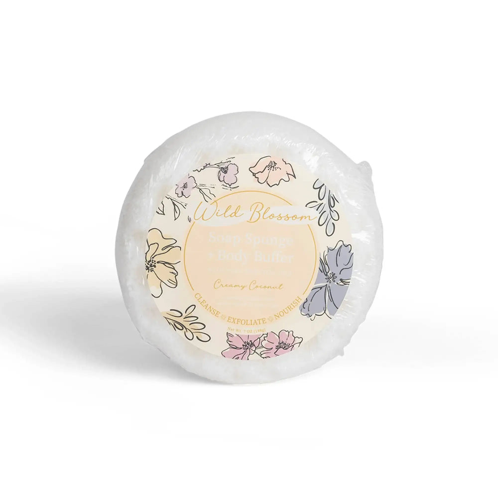 Cait + Co - Wild Blossom Soap Infused Body Buffer-Creamy Coconut - Esme and Elodie