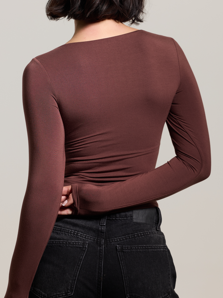 Klassy - Square Neck Braless Long Sleeve: Olive / 2XL