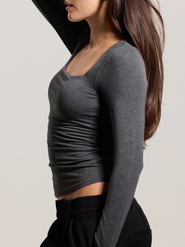 Klassy - Square Neck Braless Long Sleeve: Olive / 2XL