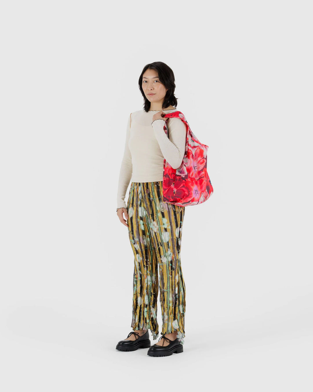 BAGGU- Standard Reusable Shopping Bag Red Pansy