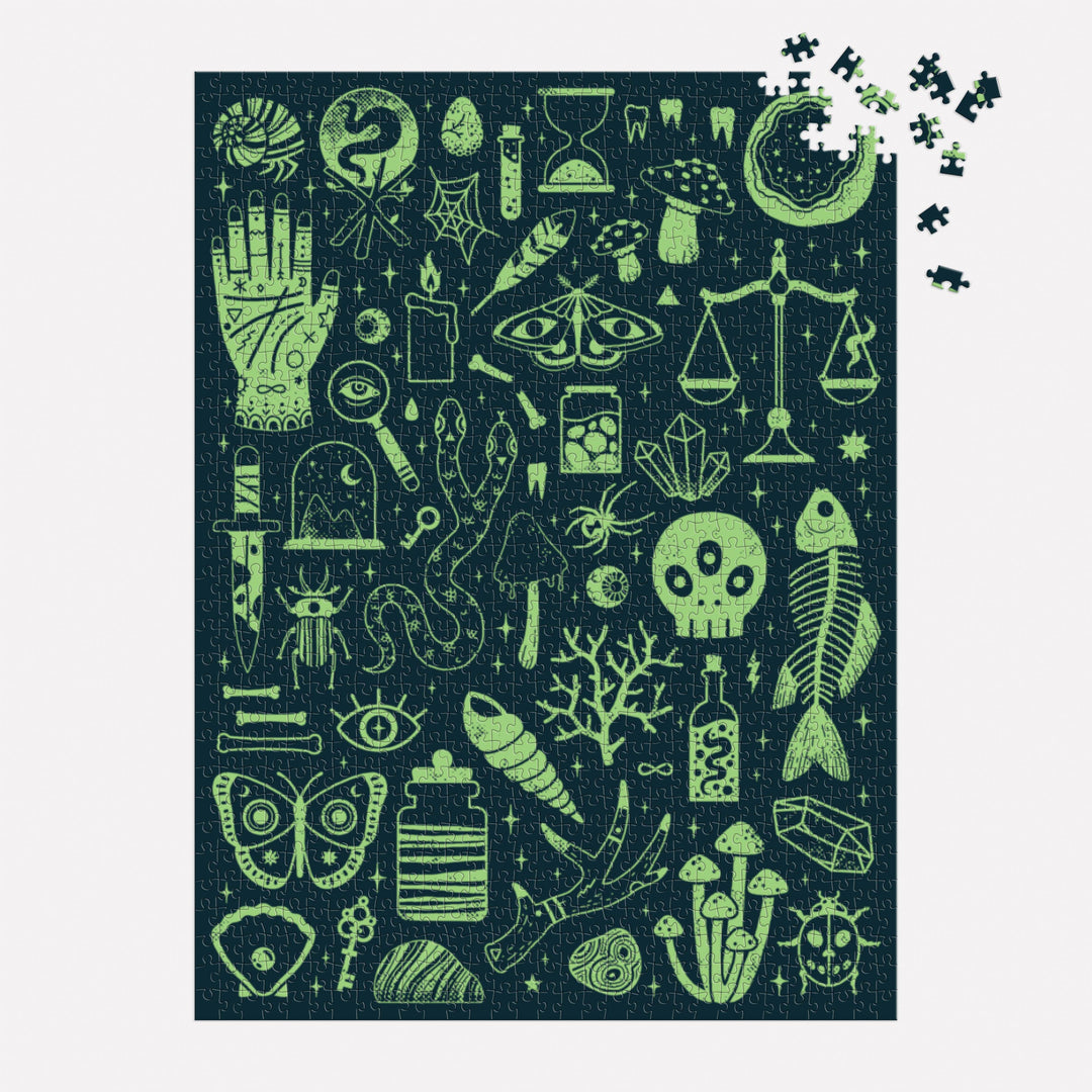 Chronicle Books - Occult and Curious 1000 Piece Glow in the Dark Puzzle - Esme and Elodie