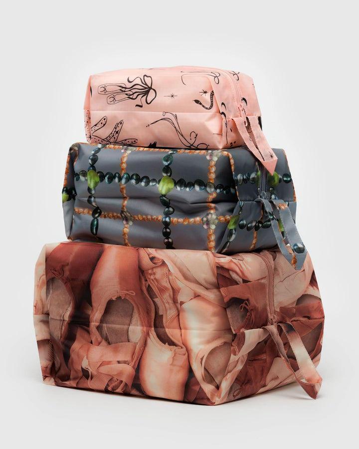 BAGGU- 3D Zip Set Zippered Nylon Travel bags with Zippers