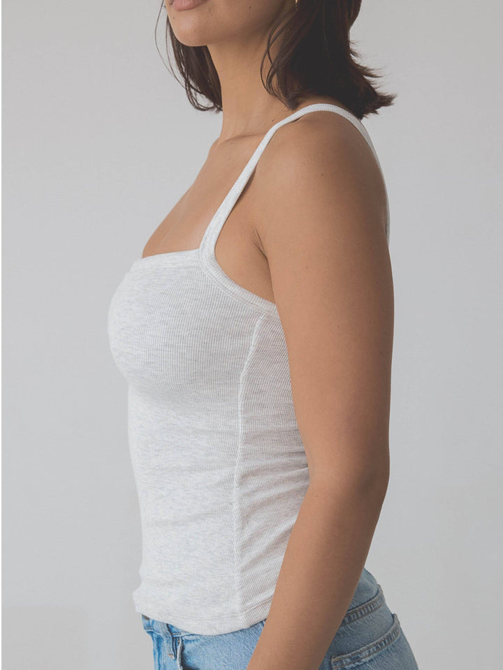 Klassy - Ribbed Square Neck Brami: Light Heather Gray / 2XL