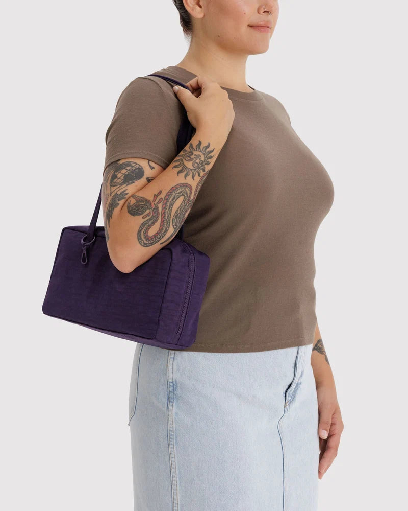 BAGGU- Nylon Bowler Bag Shoulder Purse- Fig