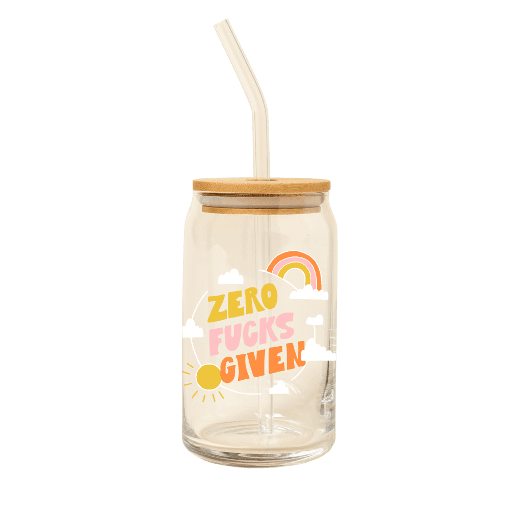Can Glass w/Lid + Straw: Carnival Check