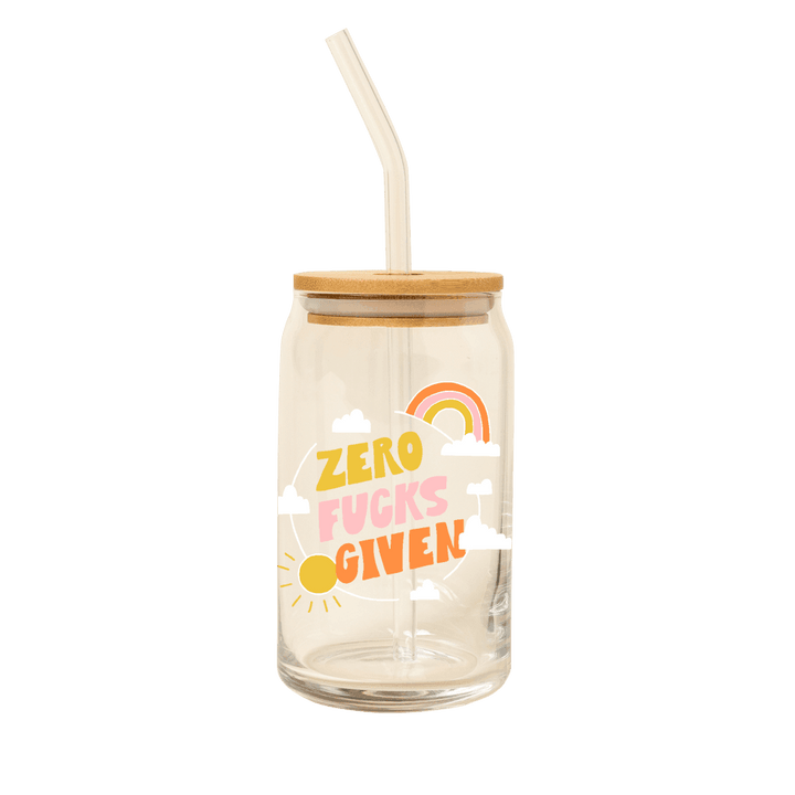 Can Glass w/Lid + Straw: Carnival Check