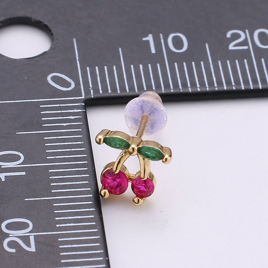 Aim Eternal - Purple Crystal Cherry Fruits Studs Earrings