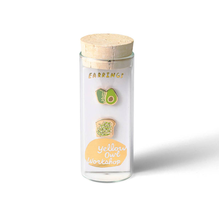 Yellow Owl Workshop - Avocado Toast Gold Stud Earrings – Food Jewelry
