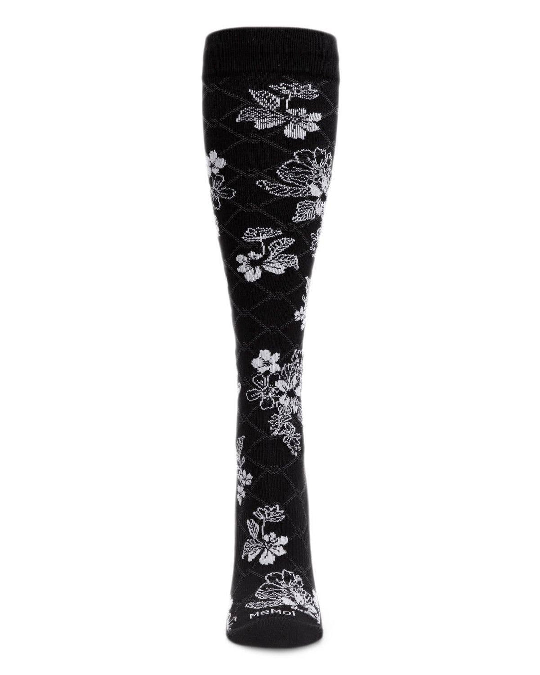 Infinity Classics International Inc. - Floral Link Nylon Compression Socks: Black / 9-11