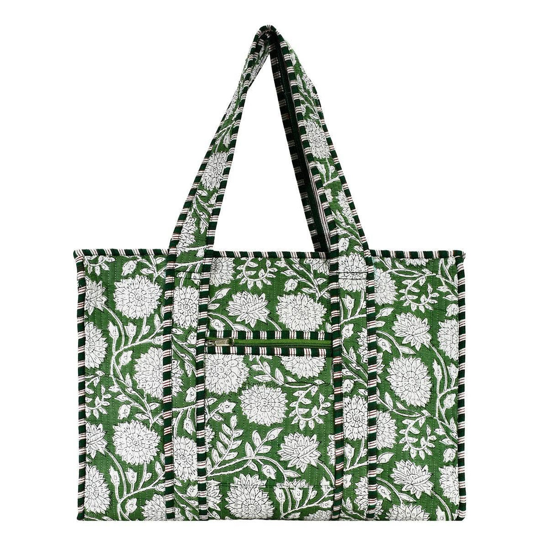 Cotton Block Print Tote Bag-Large