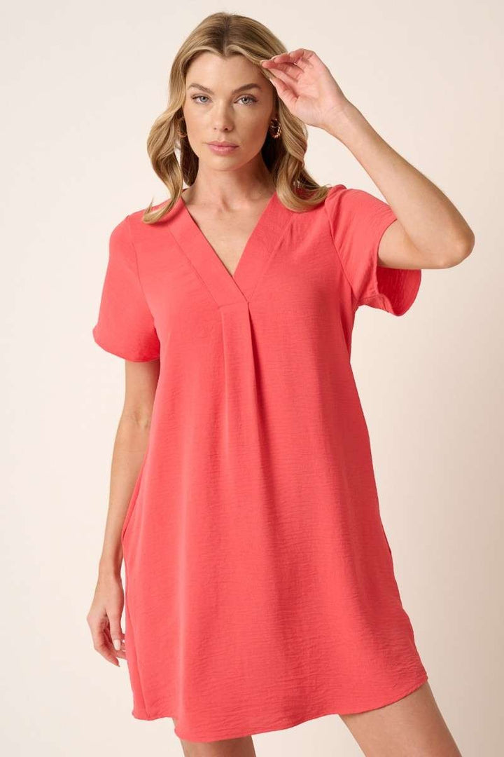 Womens Mittoshop Envelope V-Neck Dress Coral