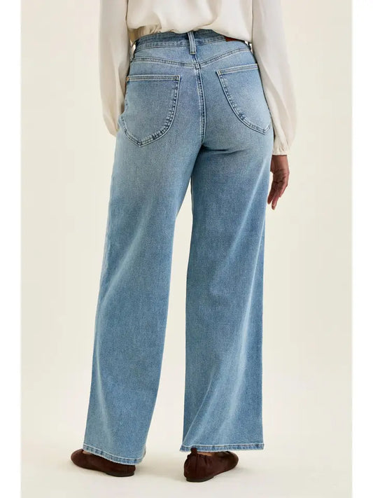 Plus Size Judy Blue High Waist Angelina Column Harness Trim Crisp Blue