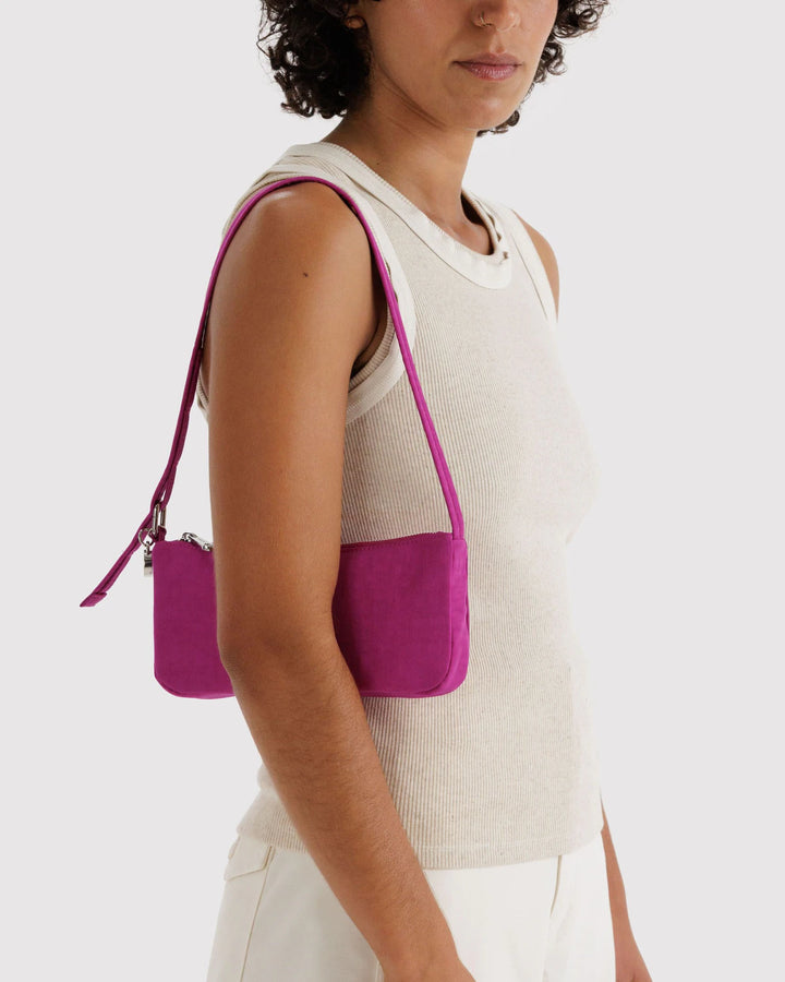 BAGGU- Nylon Pochette Shoulder Strap Pouch Purse Deep Fuchsia