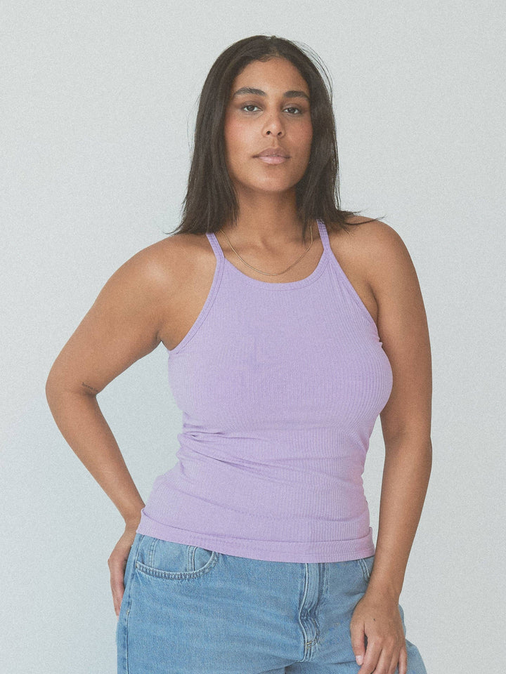 Klassy - Ribbed High Neck Brami: Lilac
