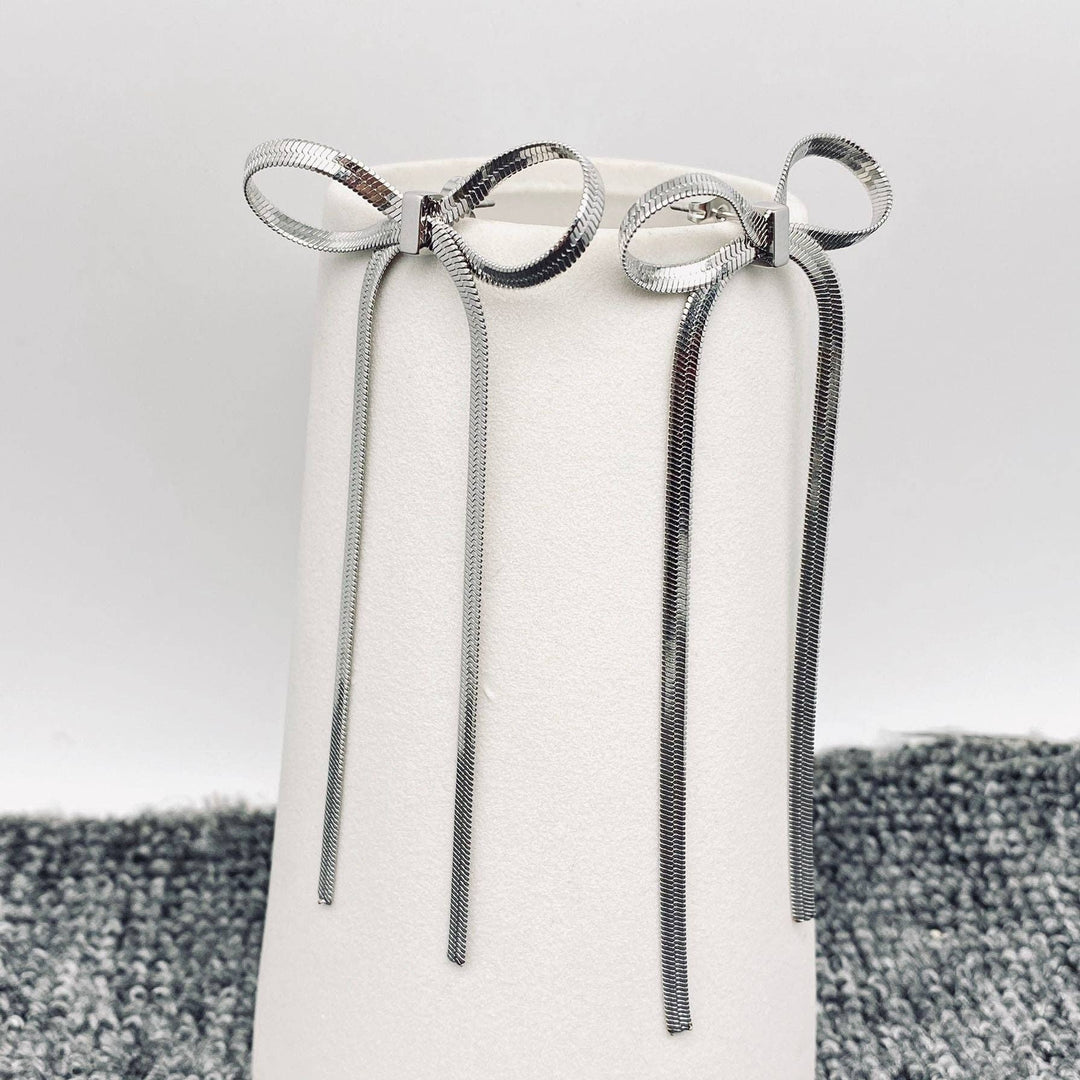 Mio Queena - FGS - Chain Fringe Bow 18K Gold Plated SS Earrings: Golden