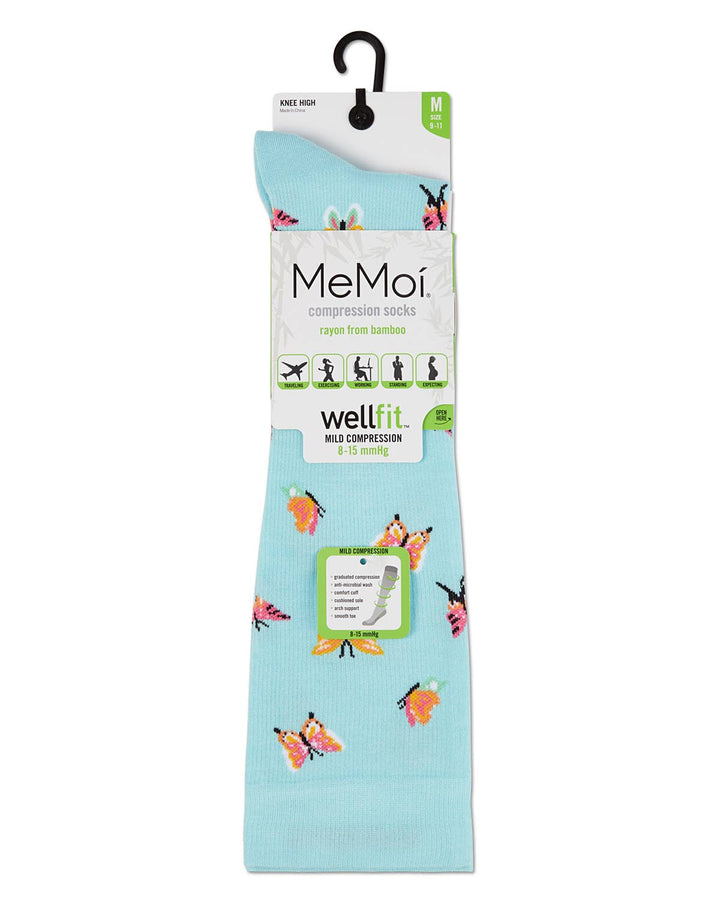 Infinity Classics International Inc. - Butterfly Bamboo Compression Socks: Blue Frost / 9-11