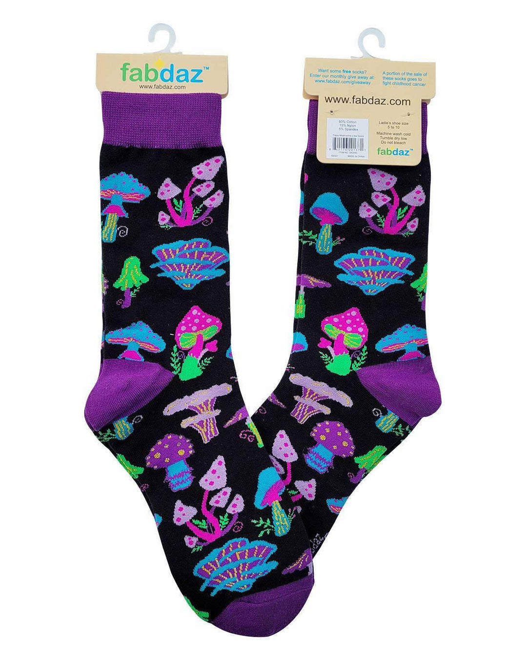 Fabdaz - Trippy Mushrooms Women's Novelty Crew Socks