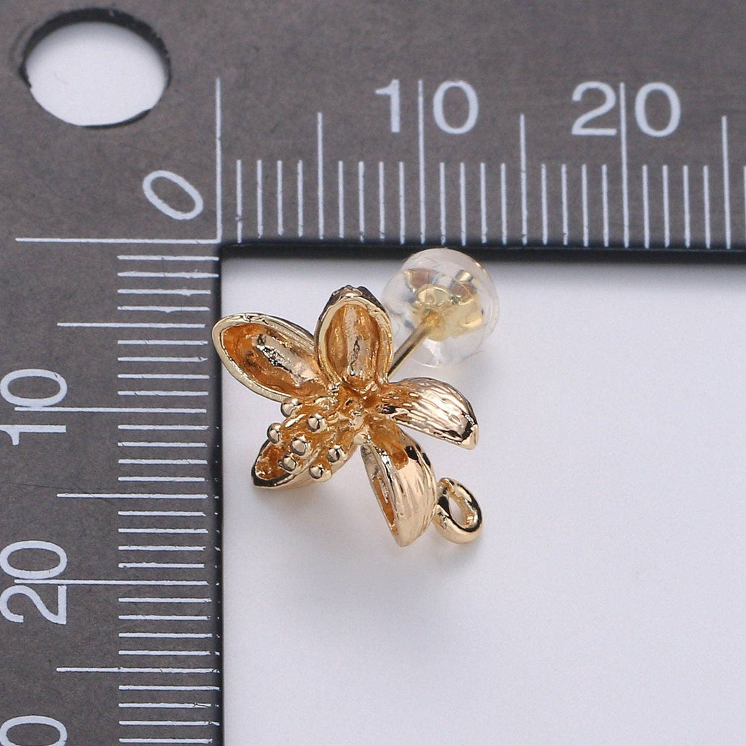 Aim Eternal - Orchid Stud Earring in Gold Vermeil