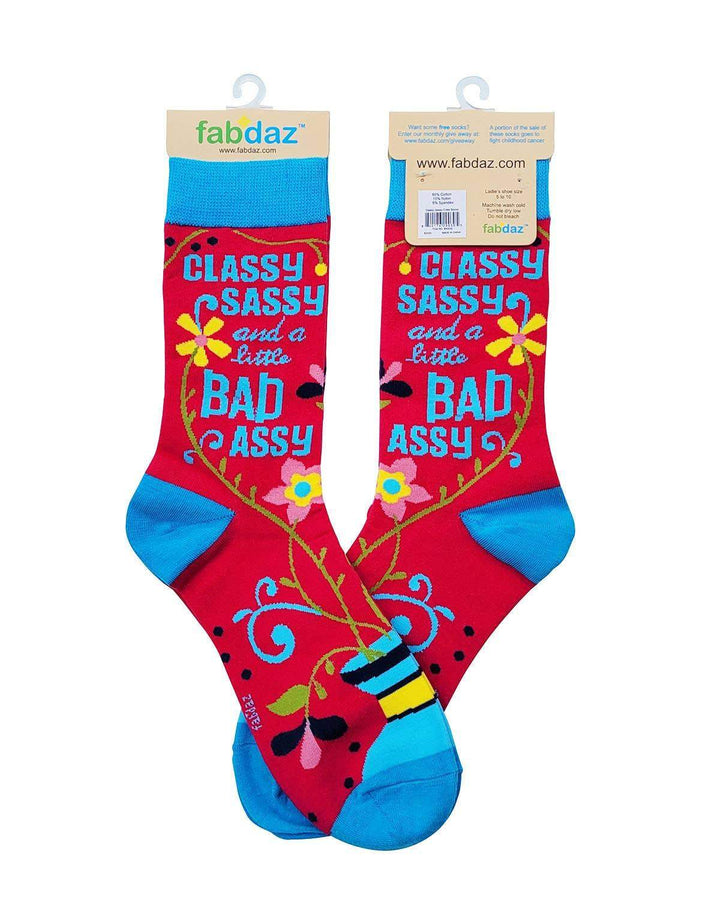 Fabdaz - Classy Sassy and a Little Bad Assy Women's Crew Socks - Esme and Elodie