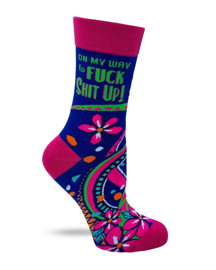 Fabdaz - On My Way to Fuck Shit Up Women's Crew Socks - Esme and Elodie