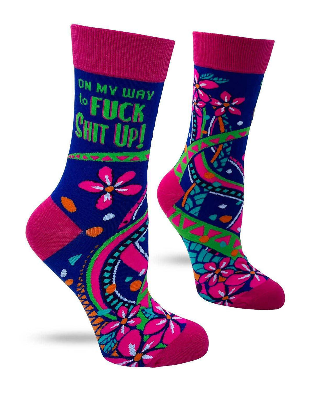 Fabdaz - On My Way to Fuck Shit Up Women's Crew Socks - Esme and Elodie