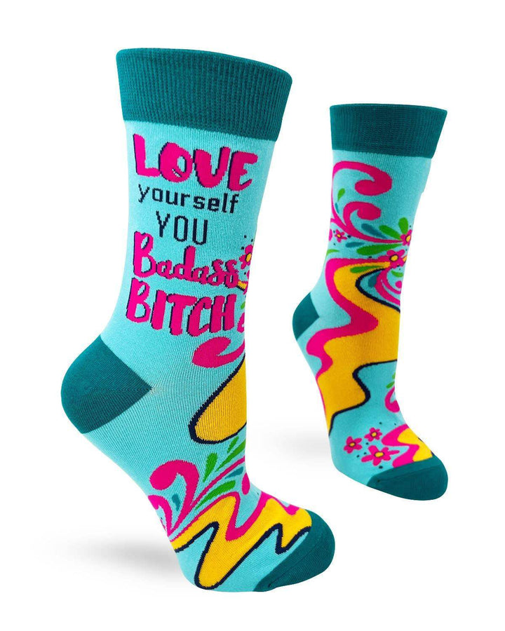 Fabdaz - Love Yourself You Badass Bitch Ladies' Novelty Crew Socks