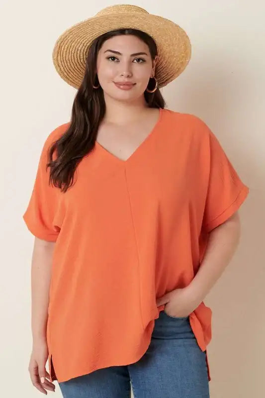 Plus Size Airflow Dolman Sleeve Woven Top in multiple colors