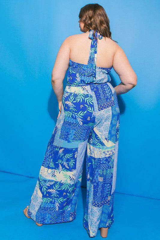 Flying Tomato Plus Size Printed Woven Jumpsuit - Esme and Elodie