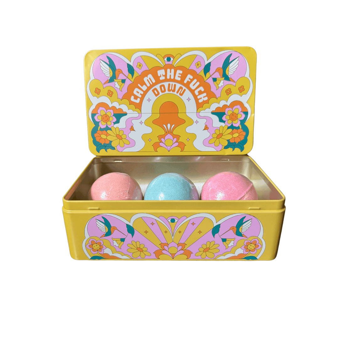 FUN CLUB - Calm The Fuck Down Bath Bomb Set in Reusable Tin Box - Esme and Elodie
