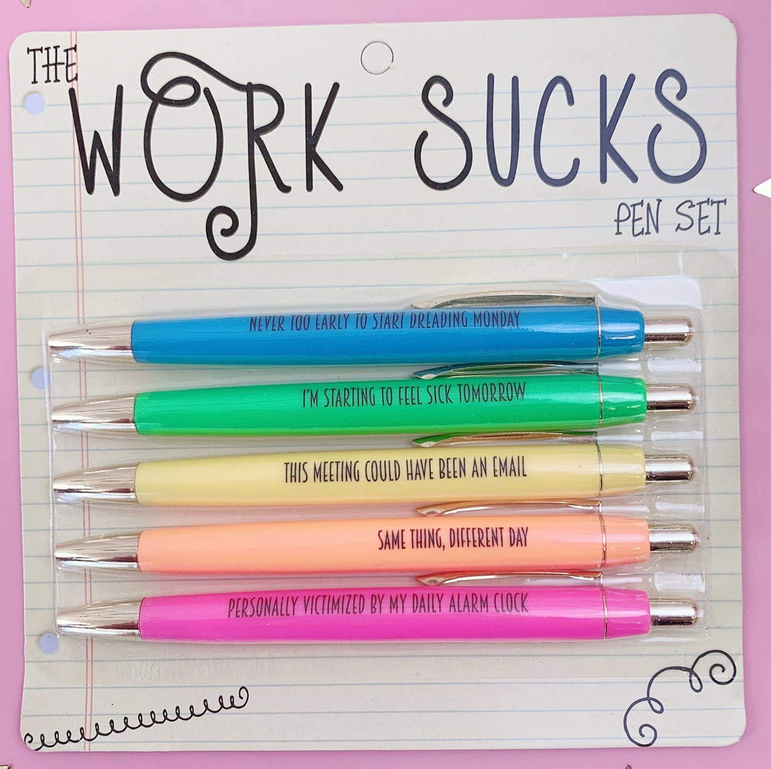 FUN CLUB - Work Sucks Pen Set (funny, relatable, gifts, mothers day, easter, spring) - Esme and Elodie
