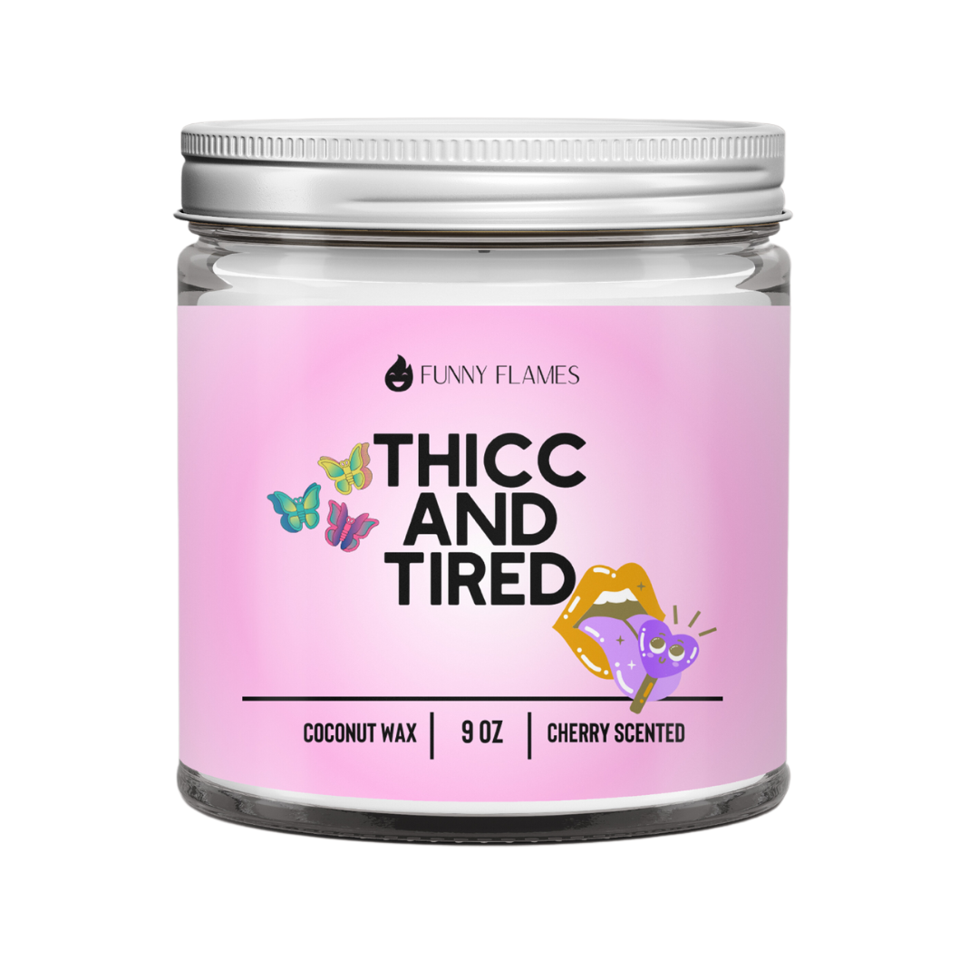 funny candle gift ideas thicc and tired present for mom