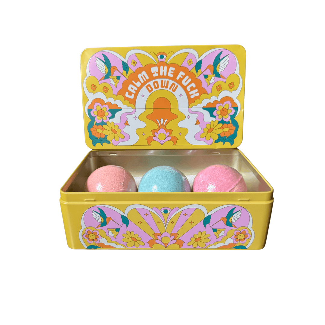 funny tin bath set bath bombs 