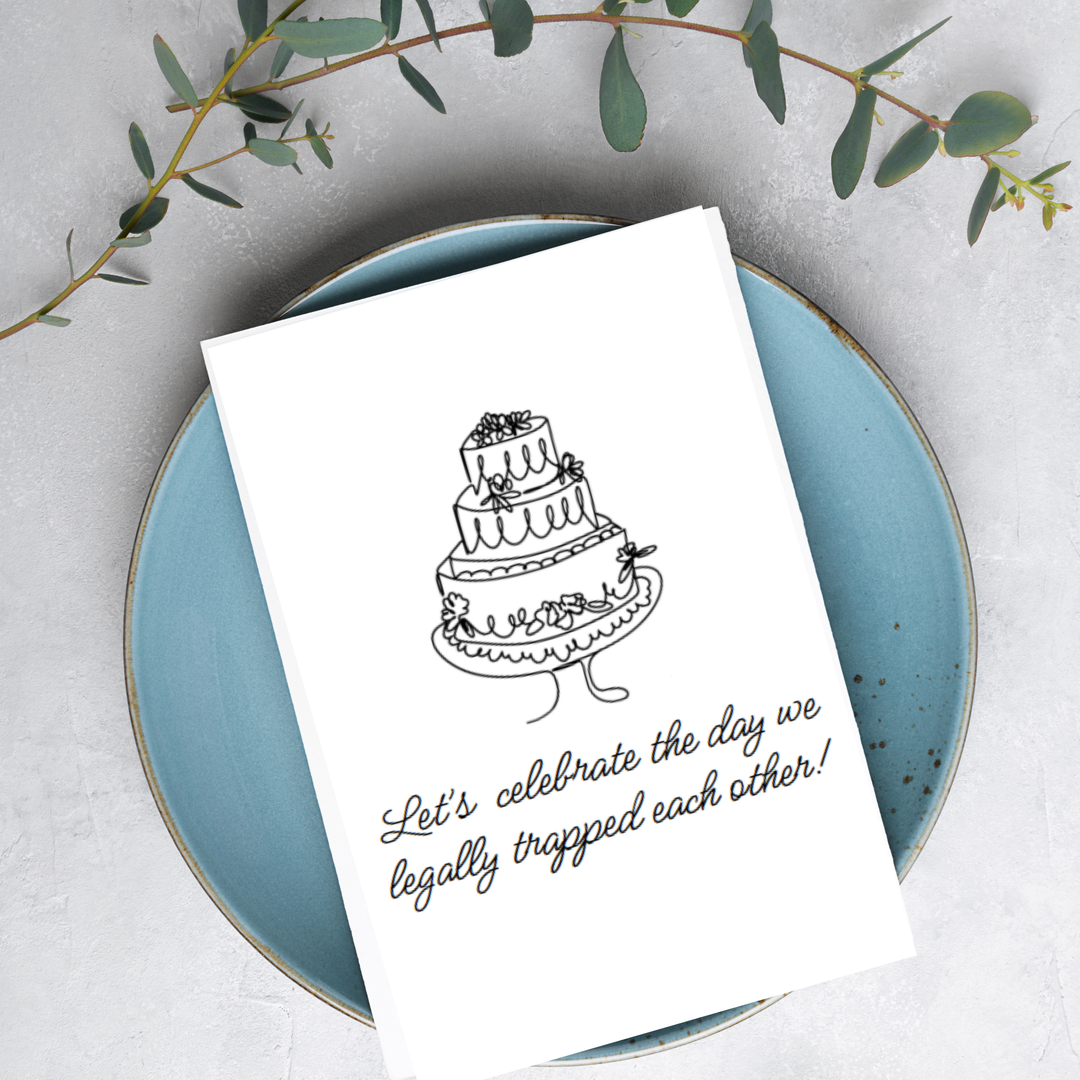 Hells Bells Co.- Legally Trapped You Wedding Anniversary Greeting Card - Esme and Elodie