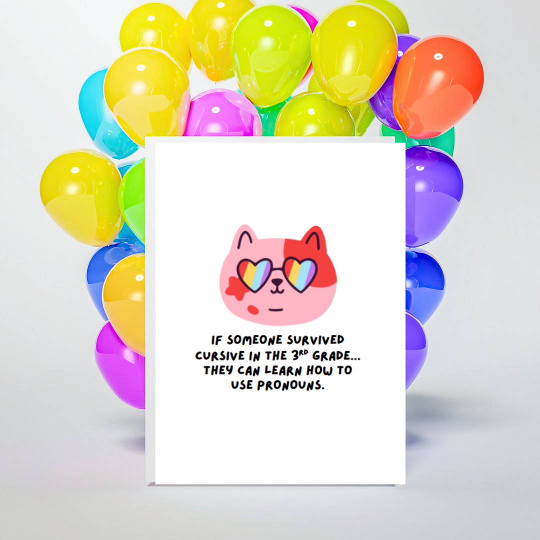 Hells Bells Co.-Use Pronouns Pride Greeting Card - Esme and Elodie