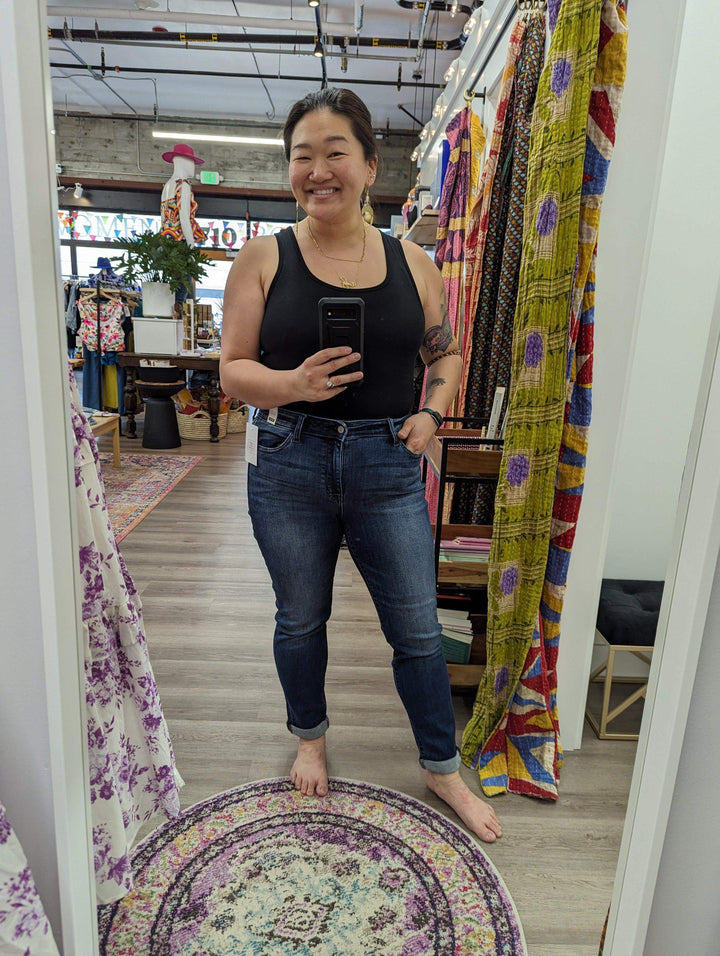 Judy Blue Cuffed Slim Fit Midrise Non-distressed - Esme and Elodie