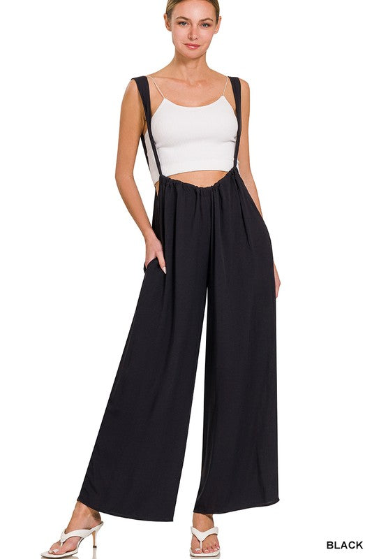 NEWSLETTER OFFER: Womens suspender overalls in Black - Esme and Elodie