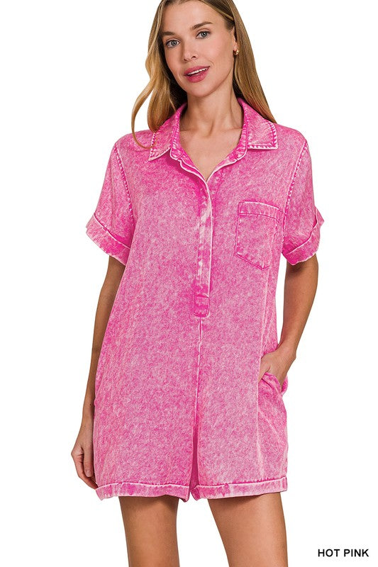 pink romper women light weight summer short