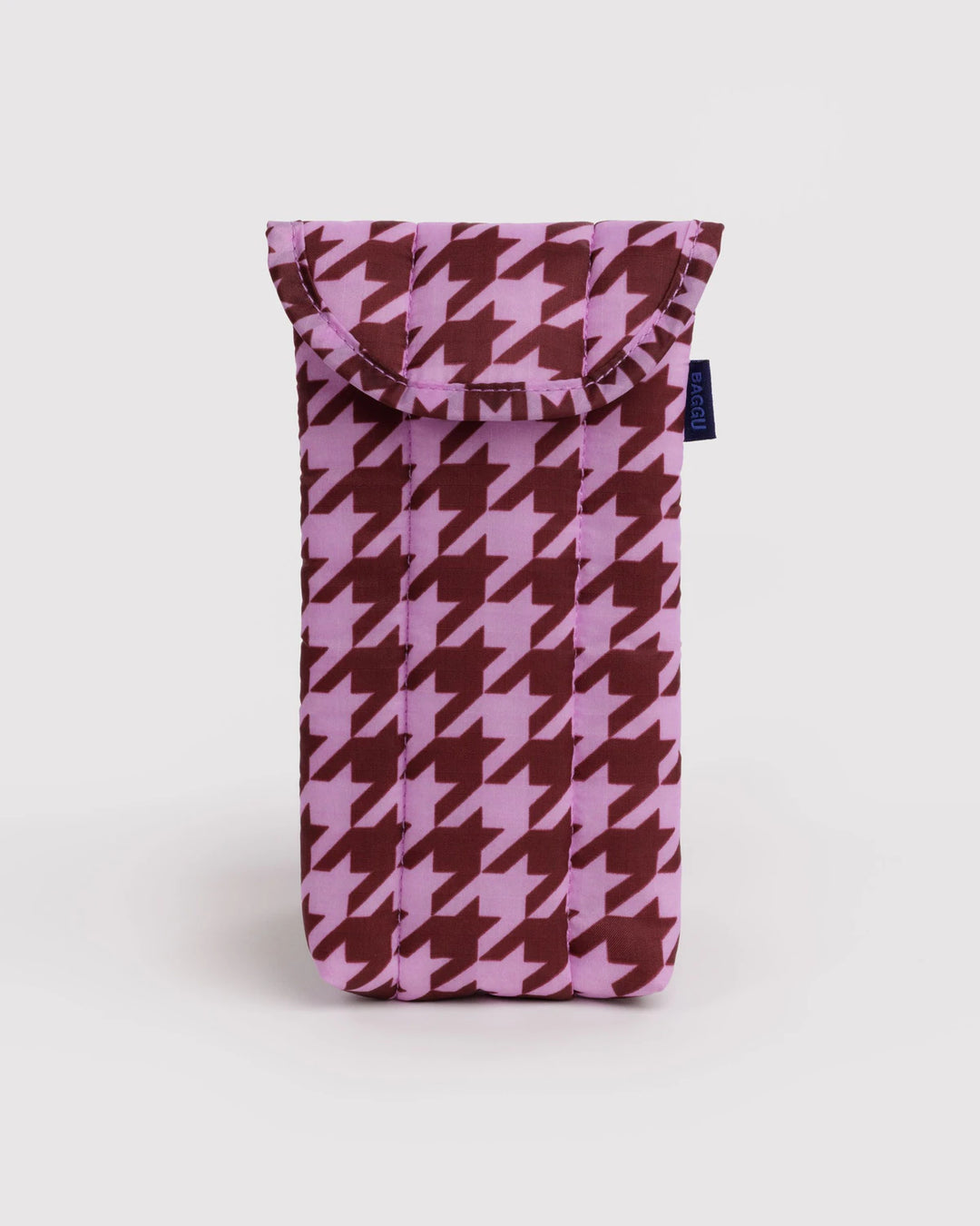 BAGGU- Puffy Sleeve Glasses Case- Pink Houndstooth