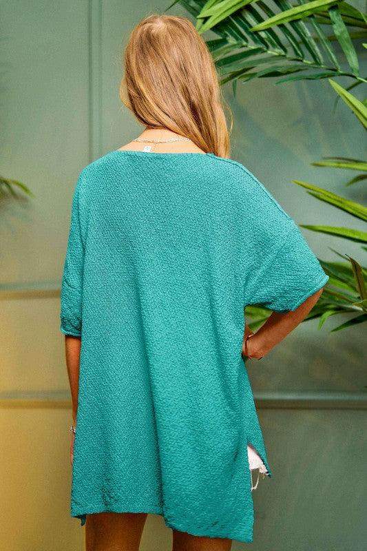 Plus Size Solid round neck light weight sweater - Esme and Elodie