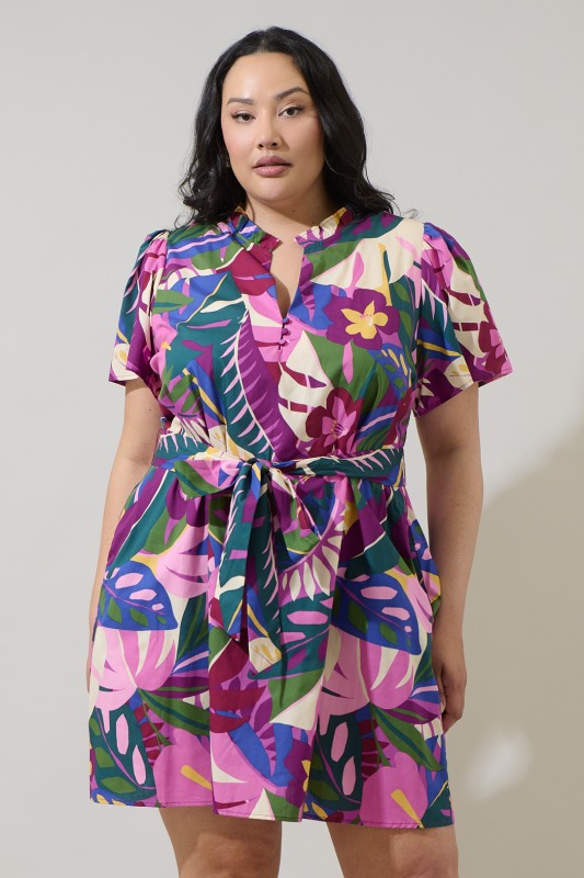 Plus Size Blain Tropics Ema Shift Mini Dress Curve