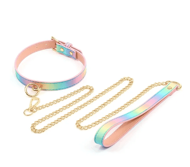 Rainbow Leash and Collar BDSM - Esme and Elodie