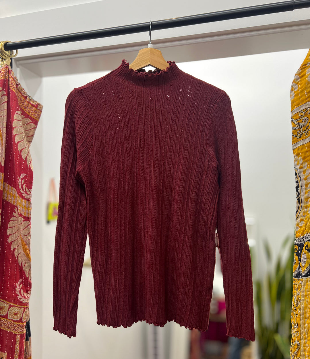 Plus Size Lettuce Hem Turtle Neck