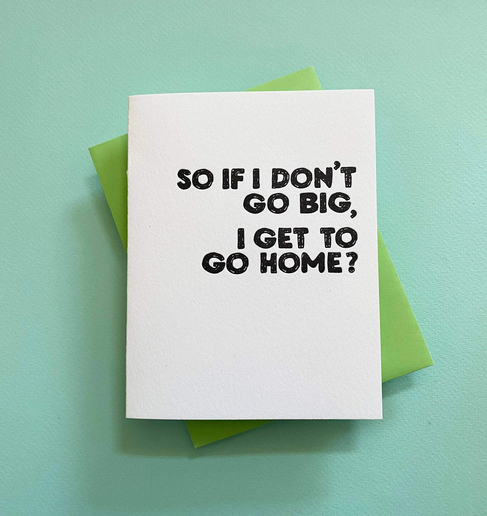 Richie Designs - DON'T GO BIG - funny friend greeting card - Esme and Elodie