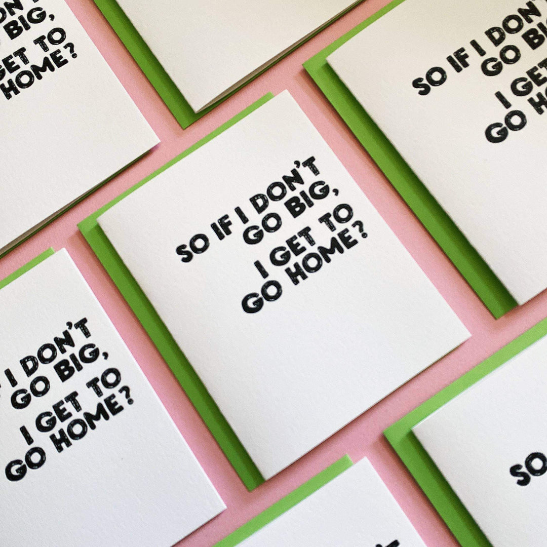 Richie Designs - DON'T GO BIG - funny friend greeting card - Esme and Elodie