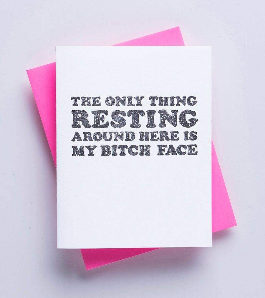Richie Designs - Resting Bitch Face Card - Funny Friendship Greeting Card - Esme and Elodie