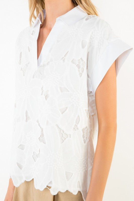 XL Collection- Eyelet Embroidered Top