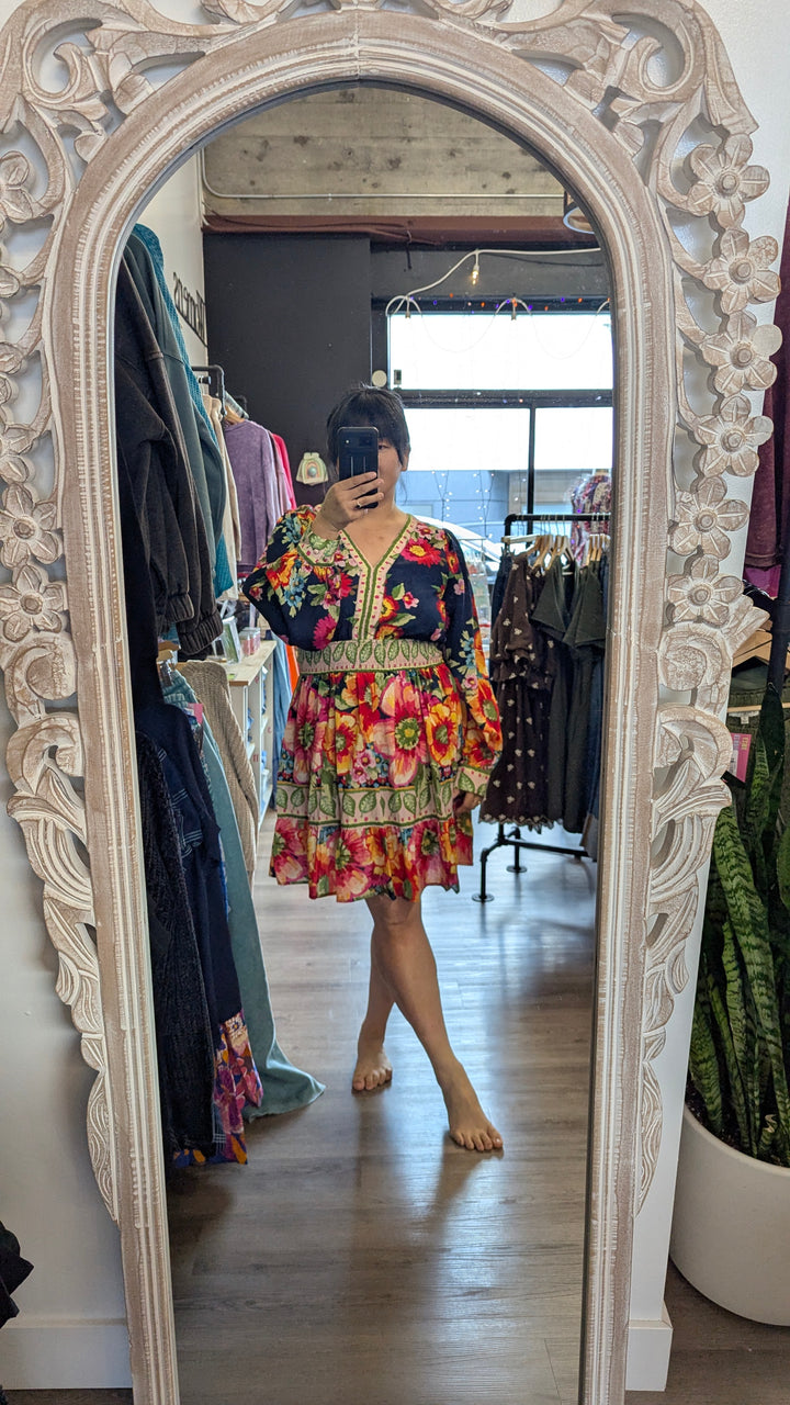 Plus Size Oddi Floral Border Printed Mini Dress
