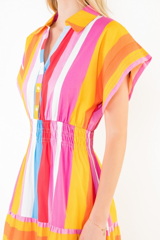 XL Collection- Collared Stripe Midi Dress