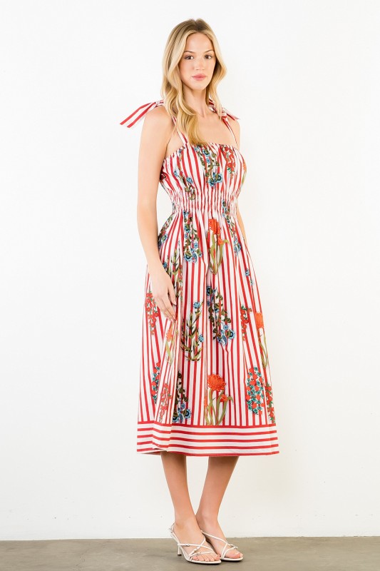 XL Collection- Tie Strap Floral Detail Maxi Dress