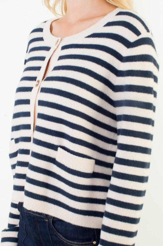 XL Collection- Striped Cardigan